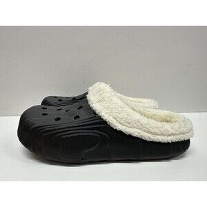 Women size 40-41 faux fur lined clog slipper black rubber shoe